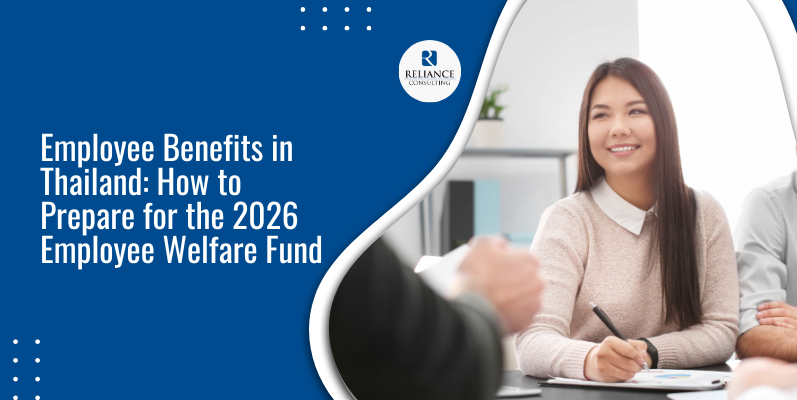 text about employee welfare fund and a women employee on the right side